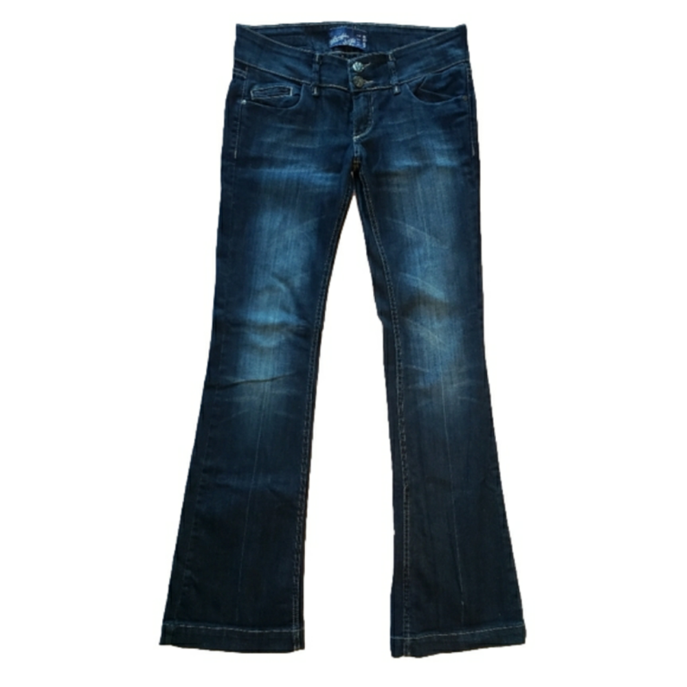 Bershka Denim dark blue low rise flare jeans